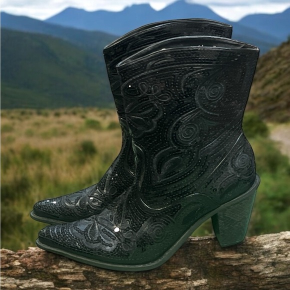 Helen’s Heart Women’s Black Sequin Bling Western Cowgirl Ankle Boot Size 7. - Picture 2 of 6